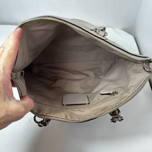 Coach Prairie Beige Taupe Pebble Leather Satchel Handbag #79997 - Picture 6 of 13